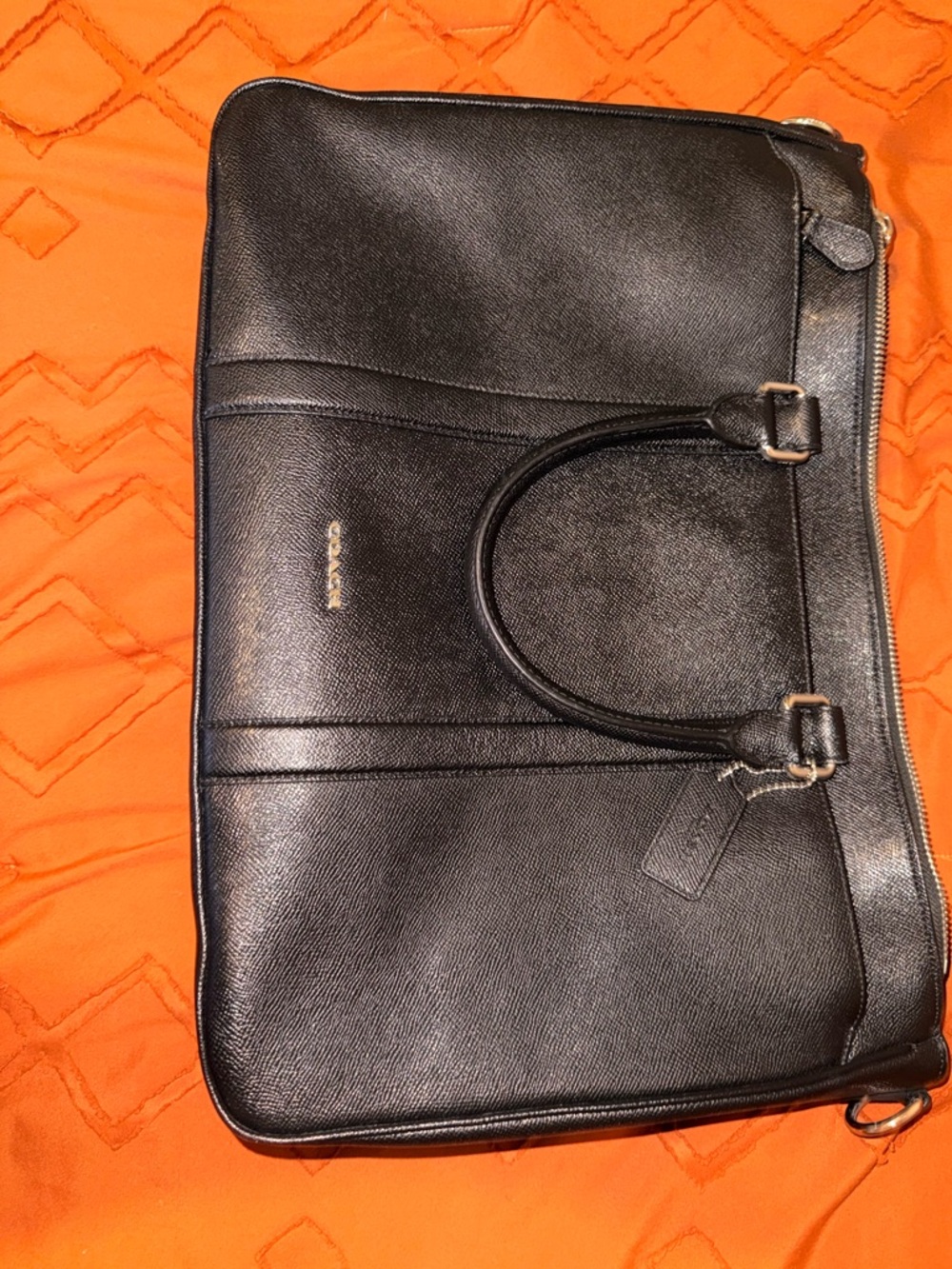 Coach Leather Briefcase Laptop Bag F59141 Black Razor Metropolitan